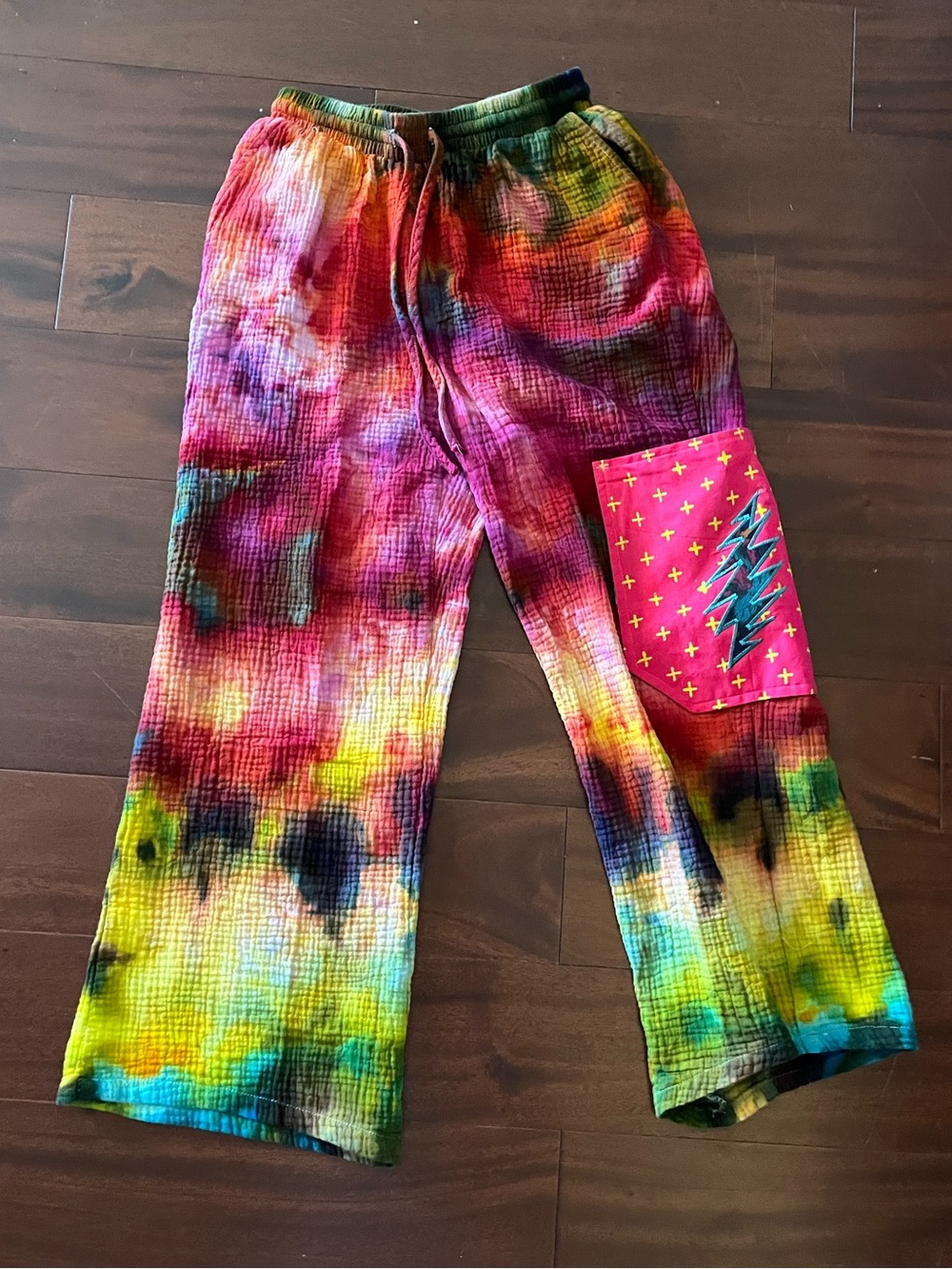 Cotton gauze ice dyed pocket stealie grateful bolt festival tour hippie dead ⚡️💖